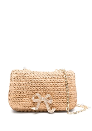Self-Portrait bow-detail shoulder bag - Neutrals