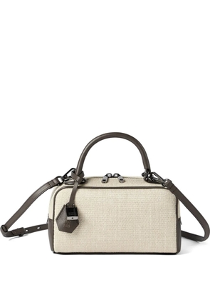 Brunello Cucinelli explorer small Boston bag in techno raffia and leather - Neutrals