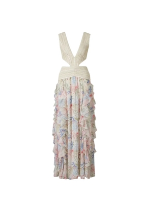 PatBO Seaweed Trim cut-out ruffled maxi dress - Neutrals