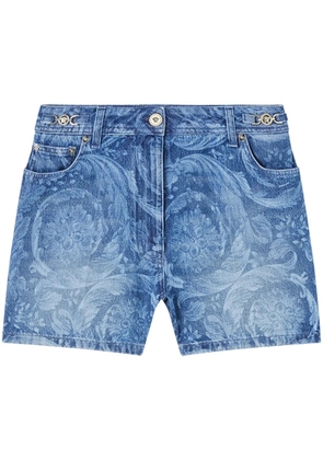 Versace logo-patch cotton shorts - Blue