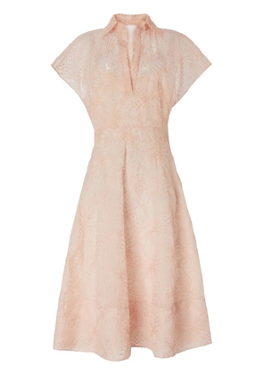 Genny floral-embroidery midi dress - Pink
