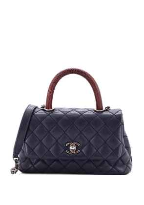 CHANEL Pre-Owned Coco Top Handle Bag Quilted Caviar with Lizard Mini shoulder bag - Blue