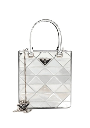 Prada Pre-Owned Triangle Spazzolato Leather Mini tote bag - Silver
