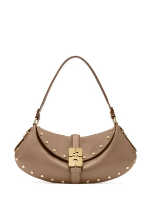 GANNI B-Kat studded buckle shoulder bag - Brown