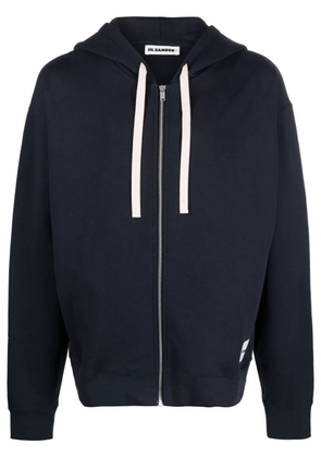 Jil Sander logo-patch zip-up hoodie - Blue