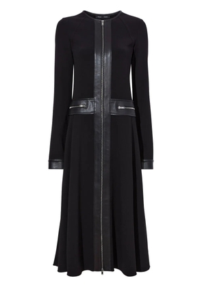 Proenza Schouler faux-leather trim long-sleeved midi dress - Black