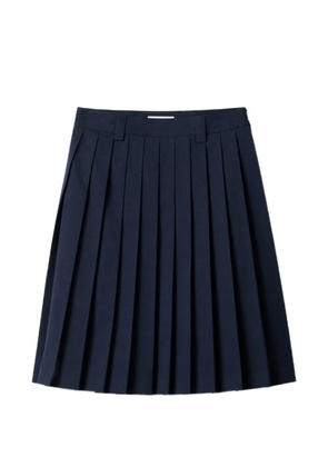 Miu Miu pleated logo-embroidered midi skirt - Blue