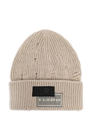 MM6 Maison Margiela ribbed beanie - Neutrals
