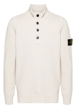 Stone Island Compass-badge wool blend jumper - White