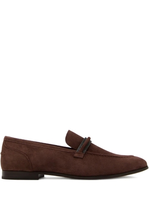 Brunello Cucinelli beaded-embellished suede loafers - Brown