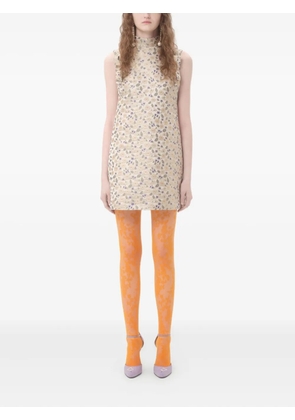 Valentino Garavani mini floral-jacquard dress - Neutrals