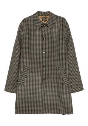 A.P.C. checked button-fastening coat - Brown