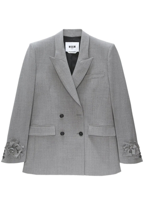 MSGM floral-appliqué double-breasted blazer - Grey