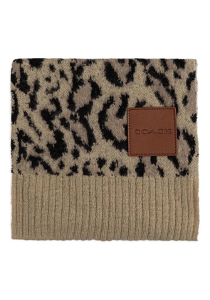 Coach animal-print logo-patch scarf - Neutrals