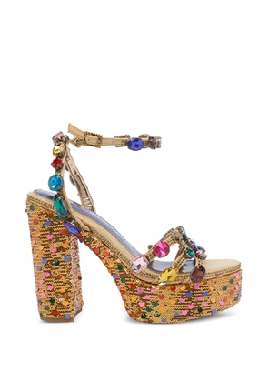 Kurt Geiger London jewel-embelished sequined platform sandals - Gold