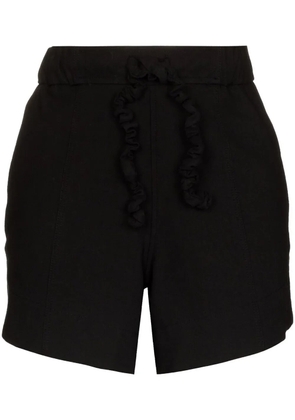 GANNI crinkled drawstring-detail shorts - Black
