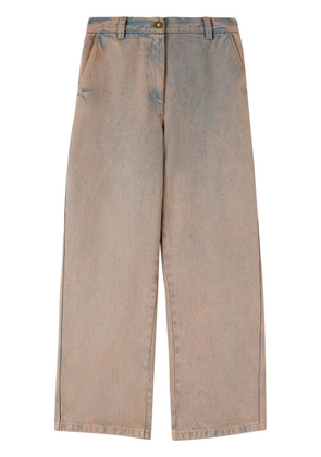 Palm Angels overdyed logo-embroidered wide-leg jeans - Pink