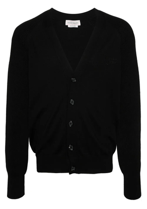 Alexander McQueen embroidered-logo knitted cardigan - Black