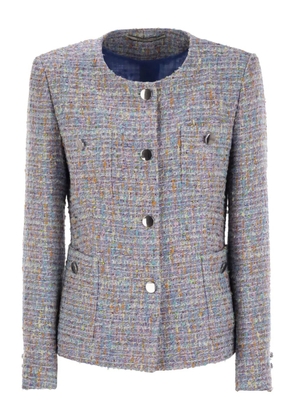 Tagliatore patch-pockets crew-neck jacket - Blue