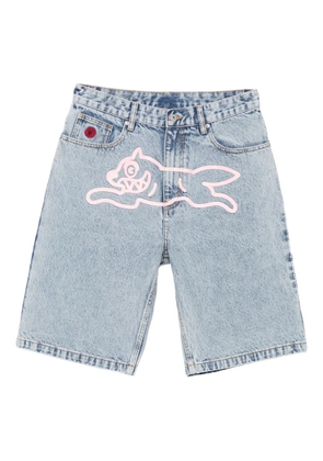 ICECREAM dog-motif denim shorts - Blue