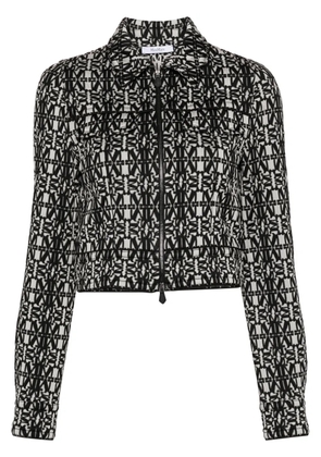 Max Mara Tony monogram-pattern cropped jacket - White