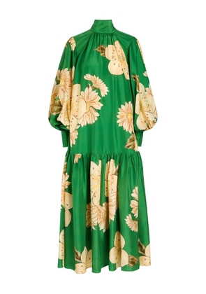 ALEMAIS floral bishop-sleeve gown - Green