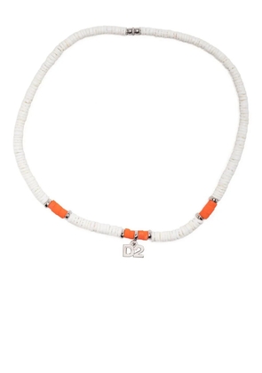 DSQUARED2 logo-charm beaded necklace - White