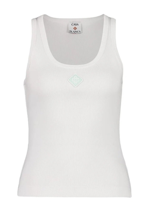 Casablanca ribbed logo-plaque tank top - White