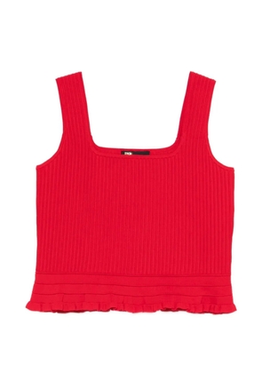 Maje ruffled ribbed top - Red