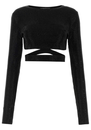ANDREĀDAMO embellished cut-out crop top - Black