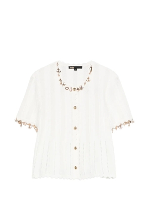 Maje embellished short-sleeve cardigan - White