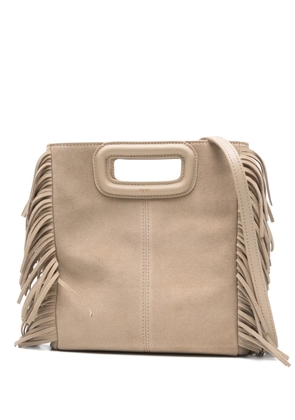 Maje fringed top-handle tote bag - Neutrals