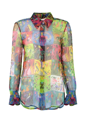 Chloé graphic-print semi-sheer shirt - Green