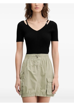 HUGO cut-out ribbed top - Black