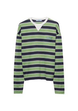Prada long-sleeved bayadere striped cotton T-shirt - Green