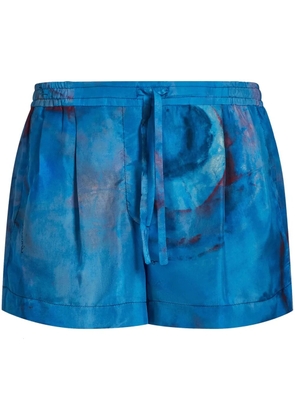 Marni drawstring-waist silk shorts - Blue