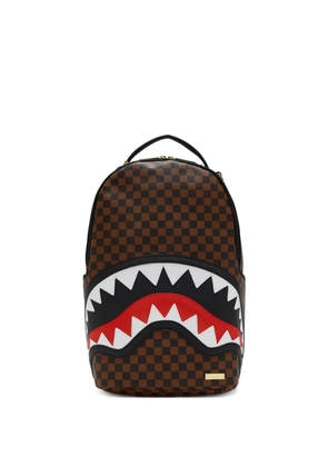 Sprayground check-pattern shark-print backpack - Brown