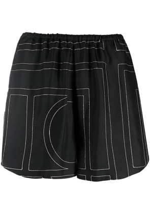TOTEME geometric-print silk shorts - Black