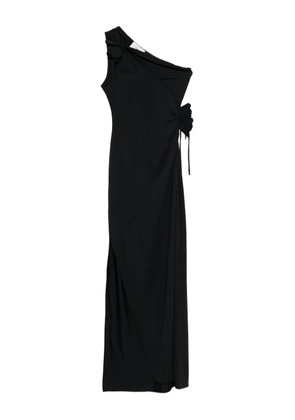 Coperni one-shoulder flower-embellished maxi dress - Black