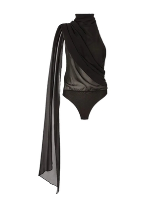 THE ANDAMANE draped cape bodysuit - Black