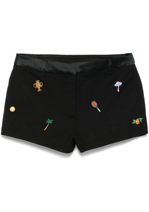 Casablanca motif-embroidered tailored shorts - Black