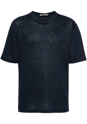 Palm Angels logo-embroidered linen T-shirt - Blue