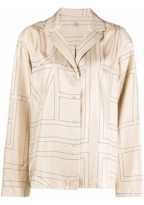 TOTEME monogram silk pyjama shirt - Neutrals