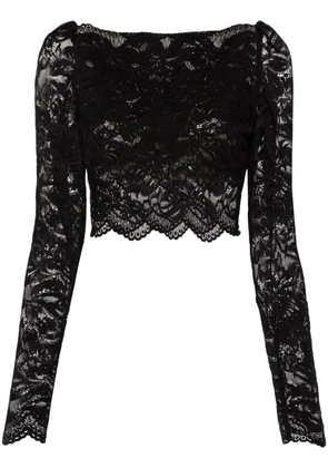 Rabanne floral-lace cropped top - Black