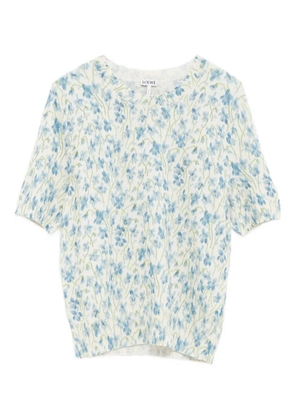 LOEWE floral-print knitted T-shirt - White