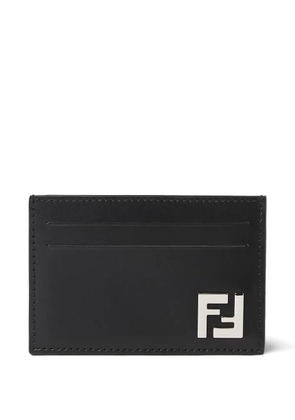 FENDI logo-plaque leather cardholder - Black