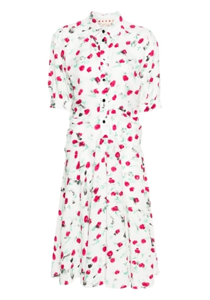Marni Reverie-print crepe midi dress - White