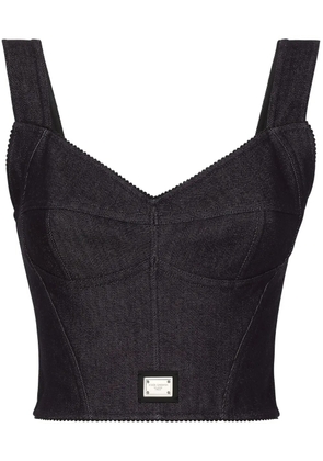 Dolce & Gabbana logo-tag denim corset top - Black
