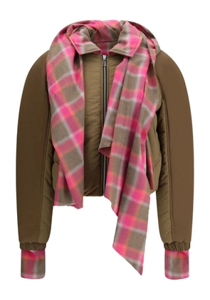 MARBELL plaid-trimmed puffer jacket - Brown