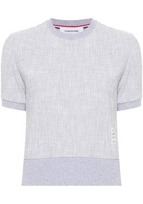 Thom Browne bouclé logo-patch T-shirt - Grey